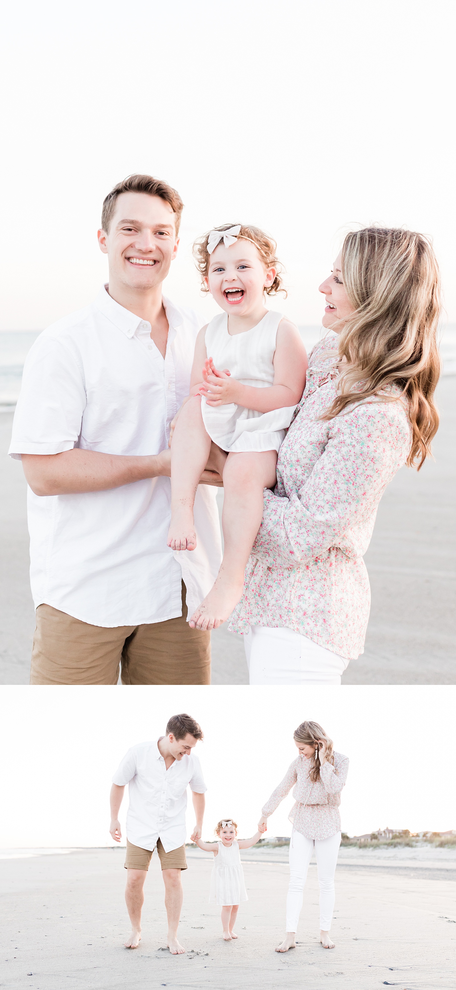 Toddler playing with family on beach during extended family session on Isle of Palms | Caitlyn Motycka Photography
