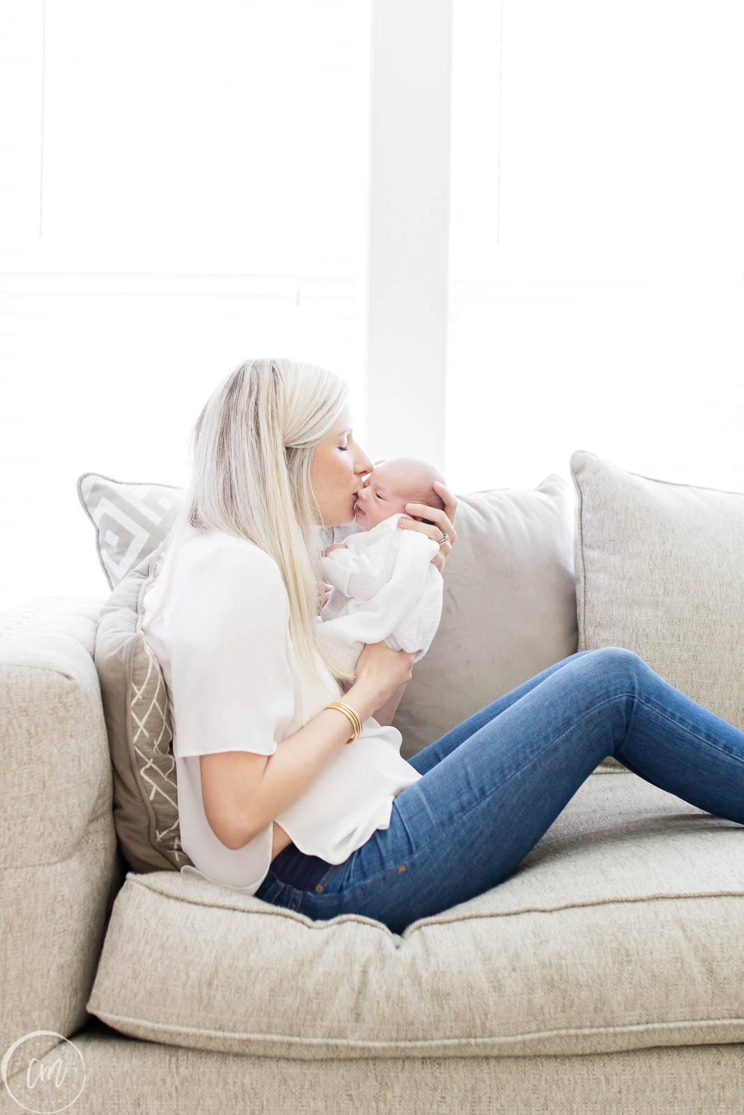Sweet mom and baby moment during in-Home Lifestyle Newborn session with Charleston Newborn Photographer, Caitlyn Motycka Photography