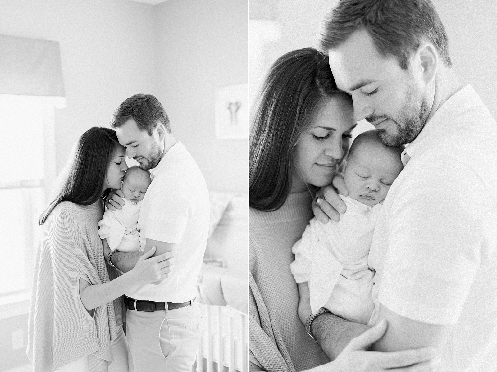 Black and White images of lifestyle newborn session in Mount Pleasant, SC | Caitlyn Motycka Photography