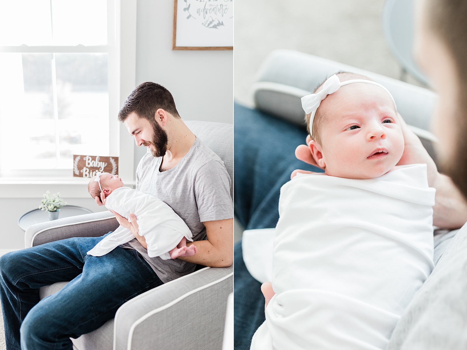 Baby girl with her daddy during lifestyle newborn session in Charleston, SC | Caitlyn Motycka Photography