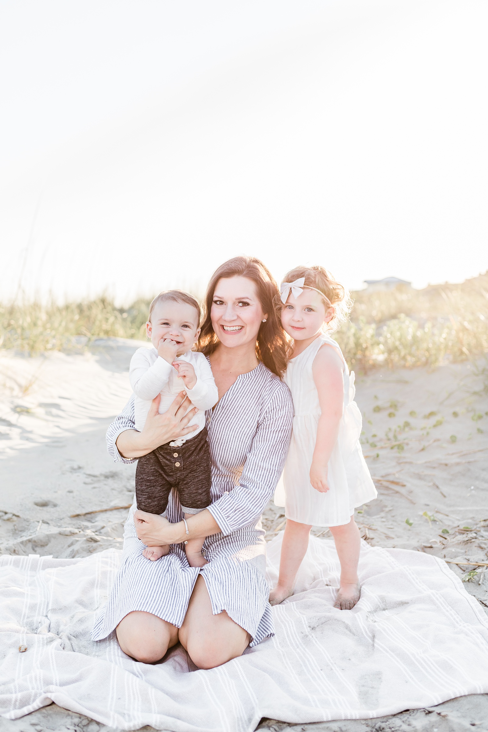 Mom and her two kids during beach family session outside of Charleston, SC | Caitlyn Motycka Photography