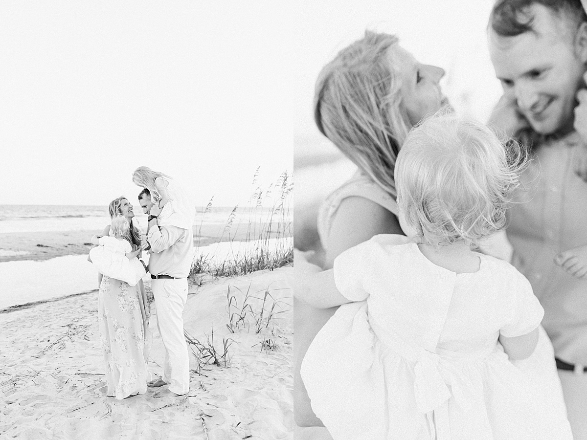 Black and white family photos in Charleston, SC at Isle of Palms Beach. Photos by Family Photographer, Caitlyn Motycka Photography. 