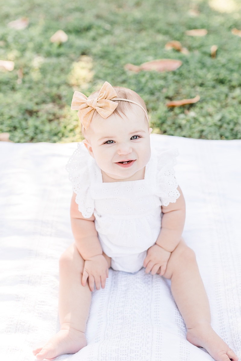 Milestone photos for 11 month old baby girl. Photos by Charleston Family Photographer, Caitlyn Motycka Photography.