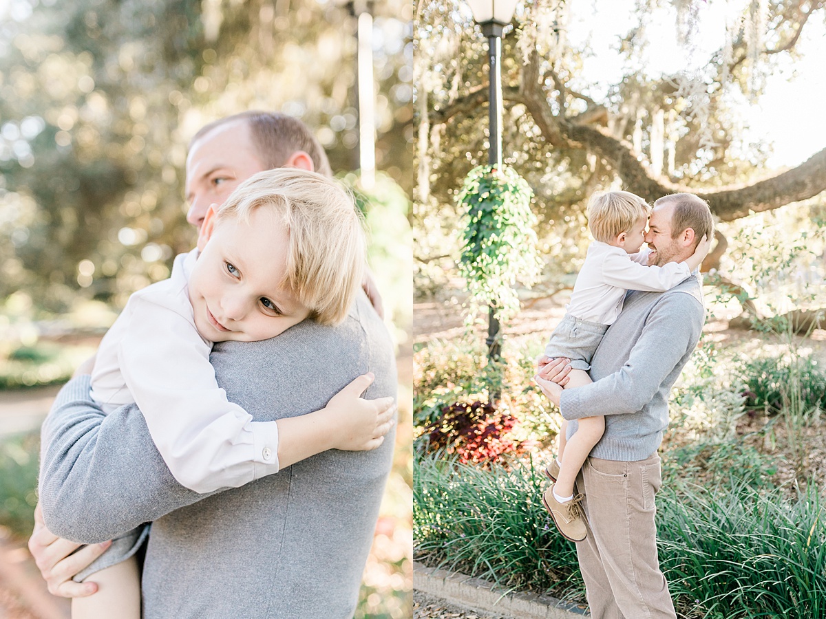 Father and son hug during family session | Caitlyn Motycka Photography