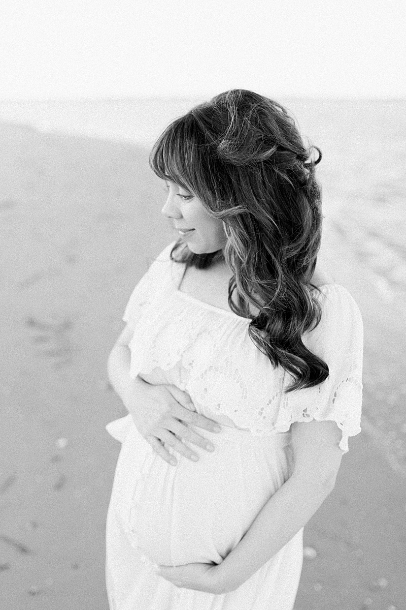 Maternity session on black and white film by Charleston Maternity and Newborn Photographer, Caitlyn Motycka Photography.