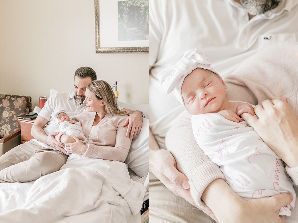 First moments as a family of three after baby girl was born at East Cooper in Mount Pleasant. Photos by Fresh 48 Photographer, Caitlyn Motycka Photography.