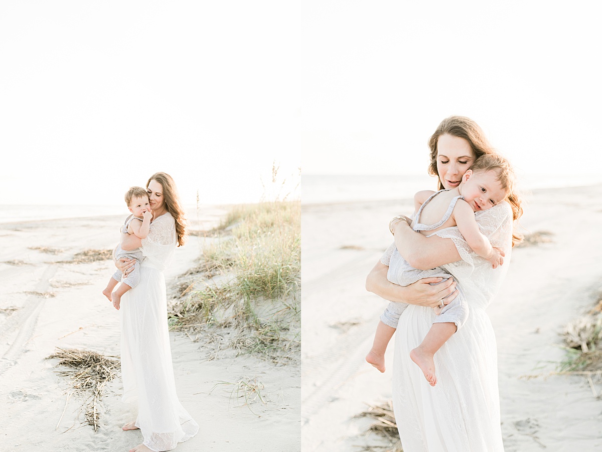 Mom and baby on Isle of Palms beach by Charleston Family Photographer, Caitlyn Motycka Photography