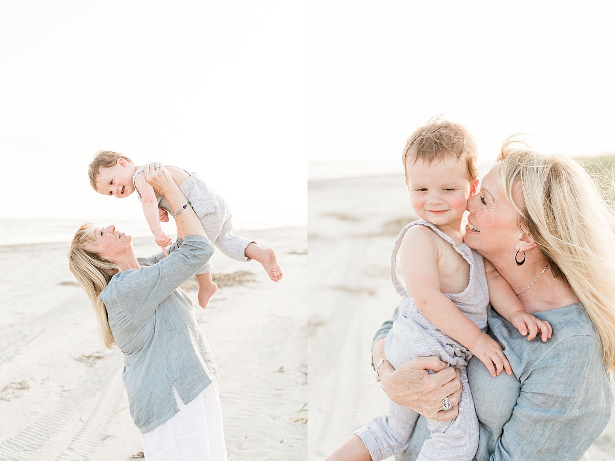 Toddler with grandparent during extended family session at the beach by Caitlyn Motycka Photography