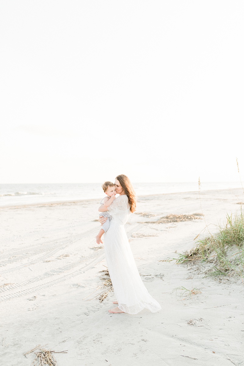 Mom and toddler on Isle of Palms Beach by Charleston Family Photographer, Caitlyn Motycka Photography
