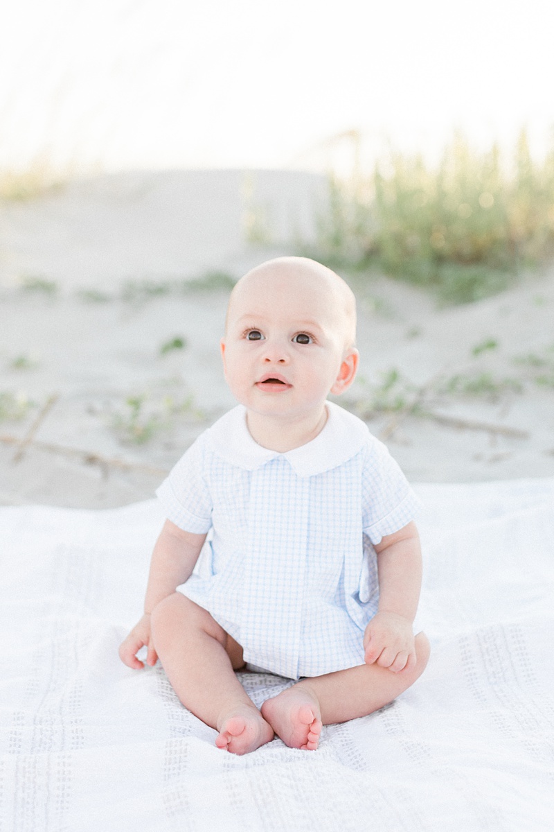 Six month milestone session on Isle of Palms Beach with Charleston Family Photographer, Caitlyn Motycka Photography. 