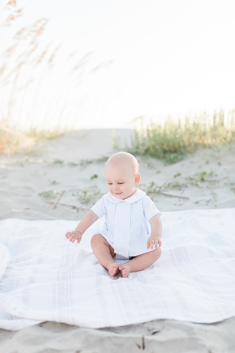 Six month milestone session on Isle of Palms Beach with Charleston Family Photographer, Caitlyn Motycka Photography. 