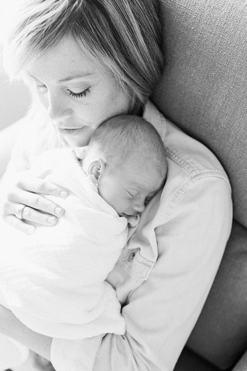 Mama and baby boy during Daniel Island Newborn Session. Photos by Charleston Newborn Photographer, Caitlyn Motycka Photography.