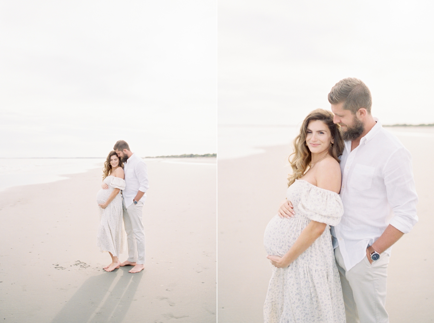 New parents on the beach at sunset | Photo by Caitlyn Motycka Photography.