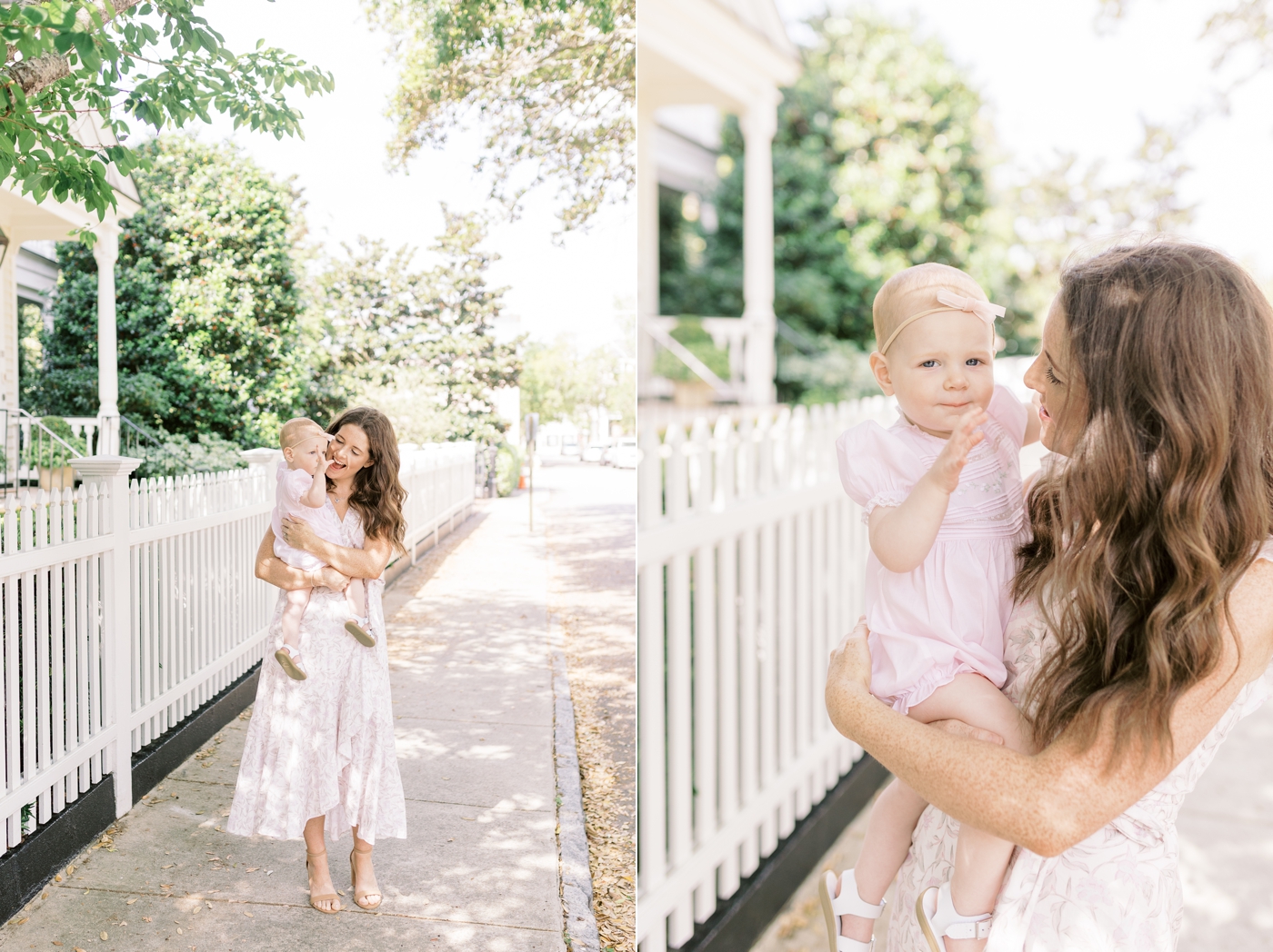 Mom in flowy dress holding baby daughter | Photo by Caitlyn Motycka Photography.