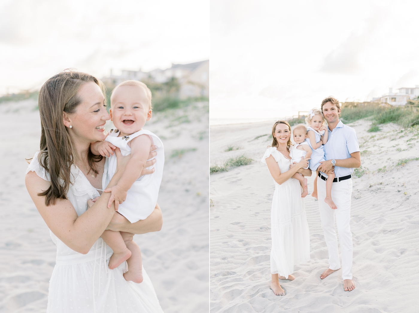 Family smiling on the beach during their Isle of Palms Family Session | Photo by Caitlyn Motycka Photography.