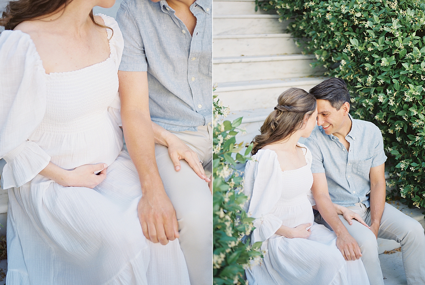 Mother and father to be sitting on steps | Photo by Caitlyn Motycka Photography