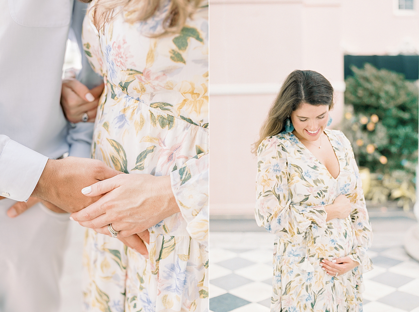 Detail of mom and dad to be holding moms belly | Photo by Caitlyn Motycka Photography