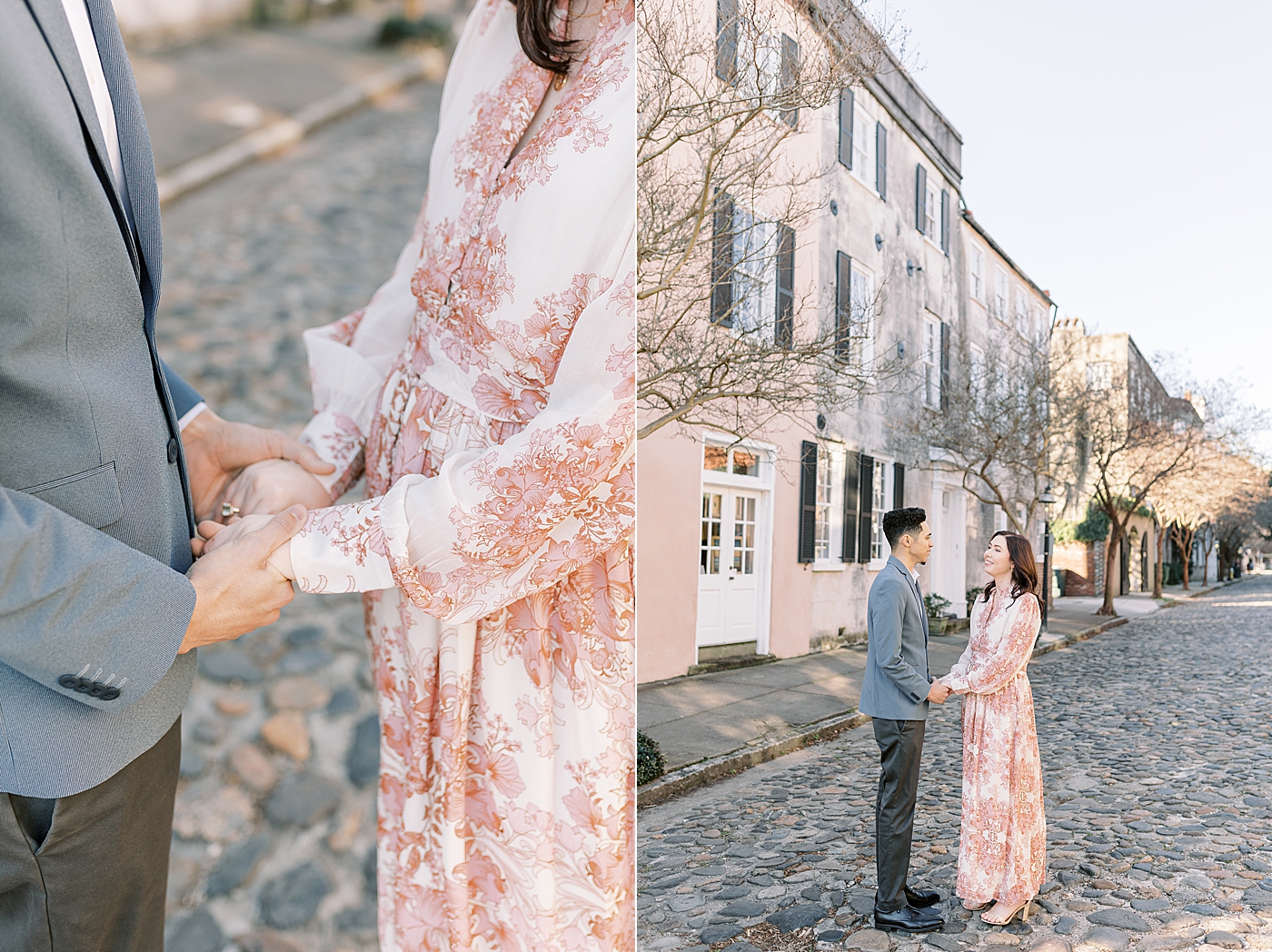 Couple holding hands on Chalmers St in Charleston, SC | Photo by Caitlyn Motycka Photography