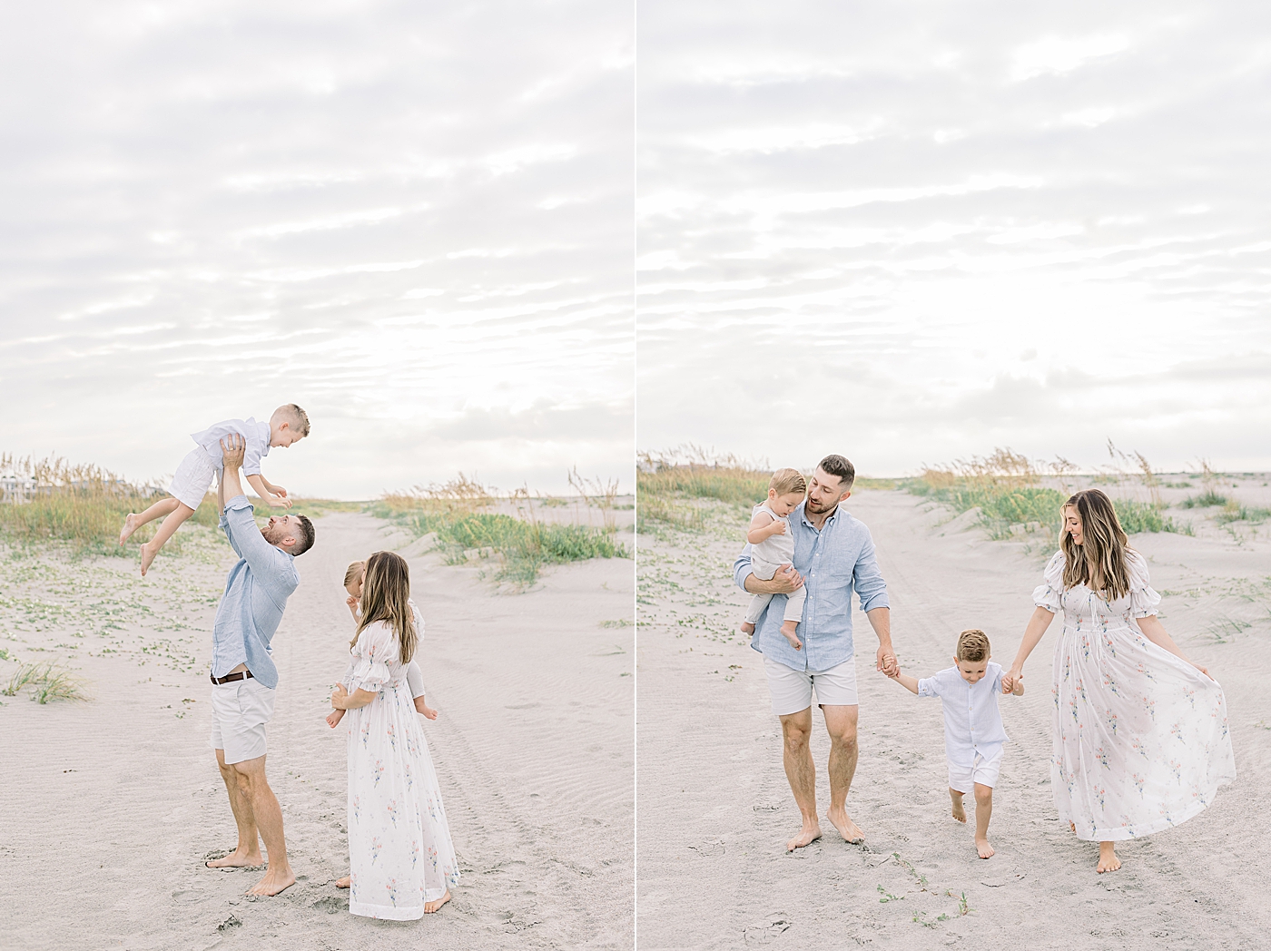 Family of four playing on the beach at sunset | Preparing for Family Beach Session with Caitlyn Motycka