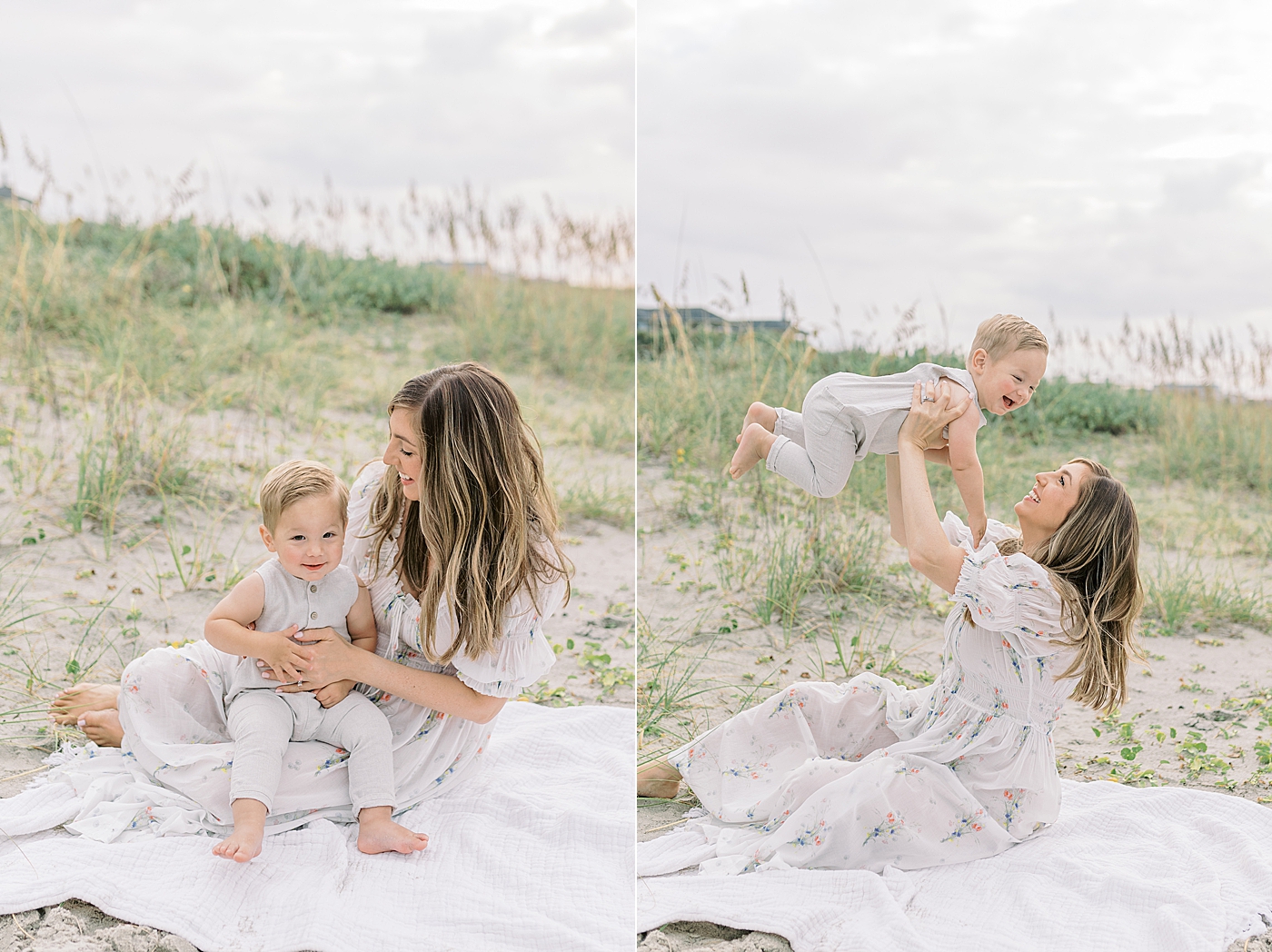 Mom snuggling with her baby boy on the beach | Image by Caitlyn Motycka