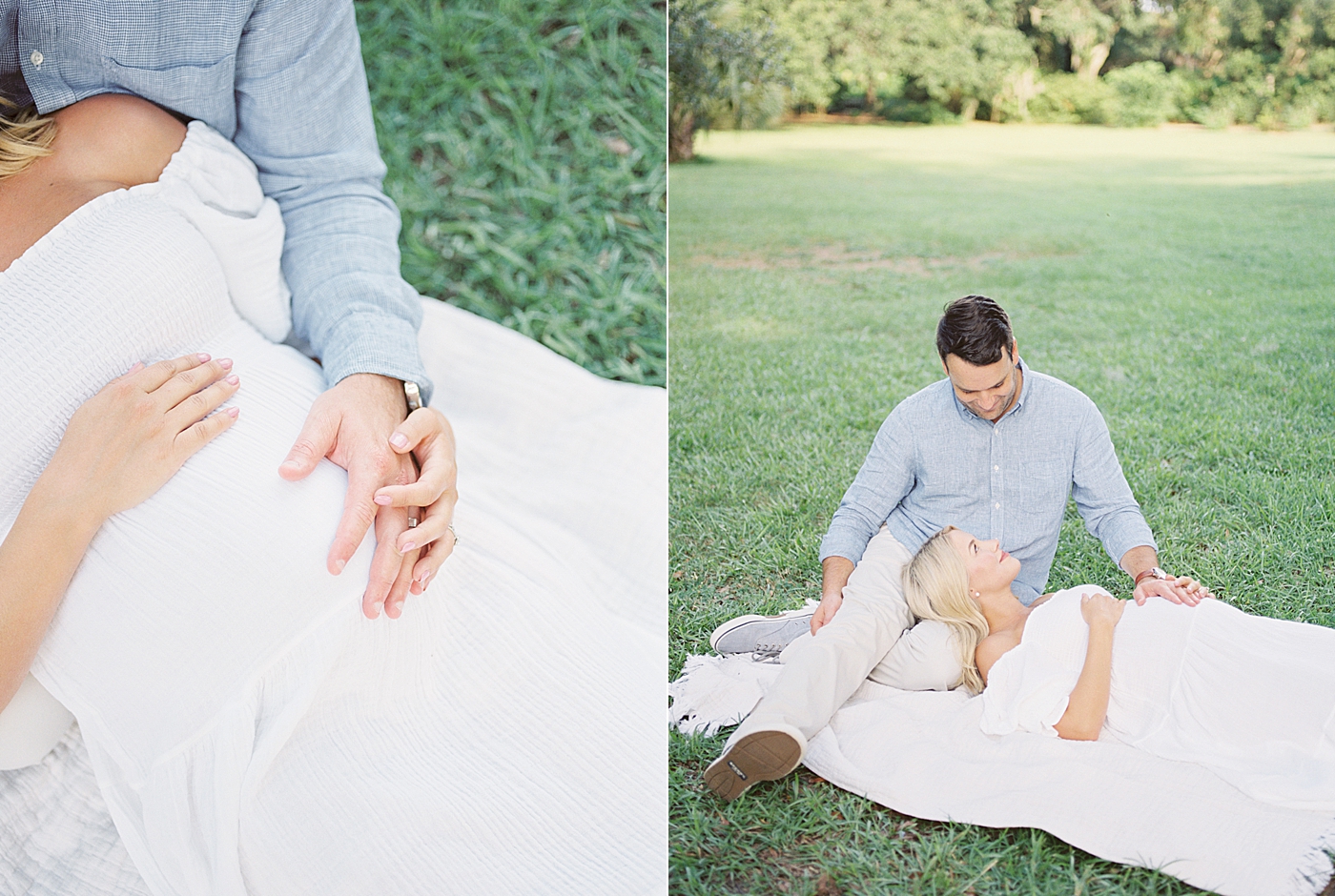 Mom and dad to be sitting in the grass | Dad's Wardrobe Fall Sessions with Caitlyn Motycka Photography
