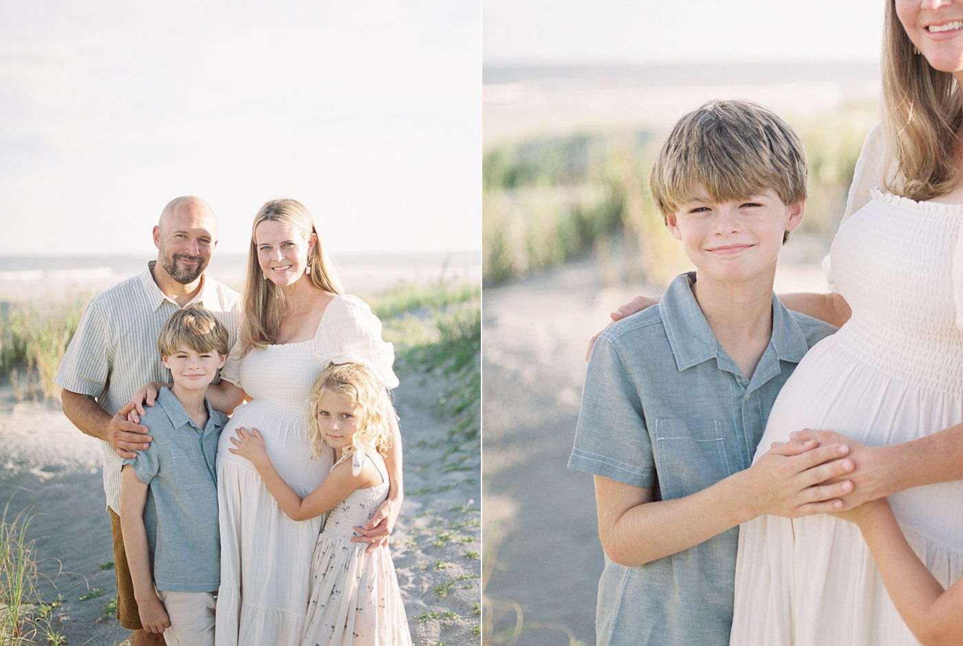 Family of four smiling on the beach | Image by Caitlyn Motycka